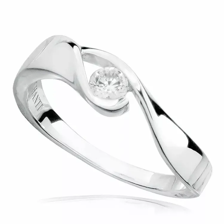 Abstraktem strukturierter weißem zirkon ring aus rhodiniertem silber