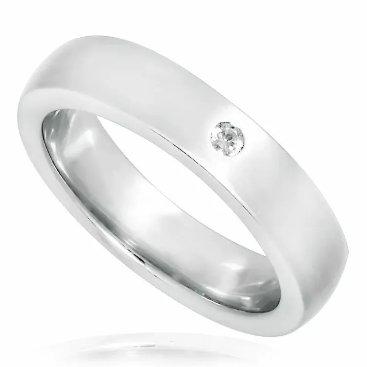 Breit weißem zirkon ring aus rhodiniertem silber