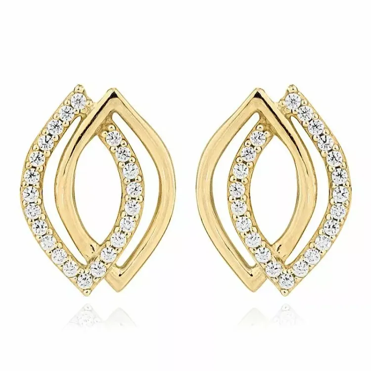 Abstrakt Ohrringe in 9 Karat Gold mit 