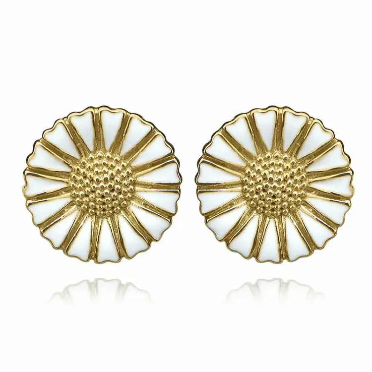15 mm Marguerite Ohrringe in vergoldetem Sterlingsilber