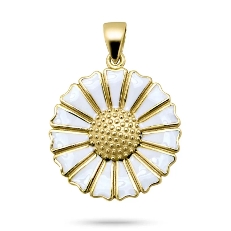 18 mm marguerite anhänger aus vergoldetem sterlingsilber
