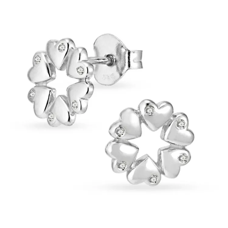 Herz Zirkon Ohrstecker in Silber