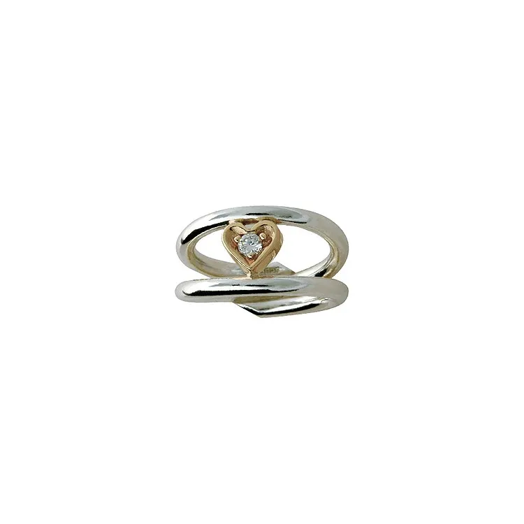 Gross RS of Scandinavia Ring in Silber mit 14 Karat Gold weißem Zirkon