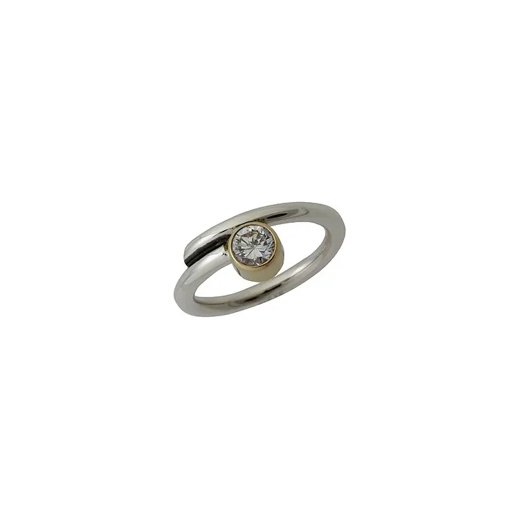 Elegant RS of Scandinavia Ring in Silber mit 14 Karat Gold weißem Zirkon