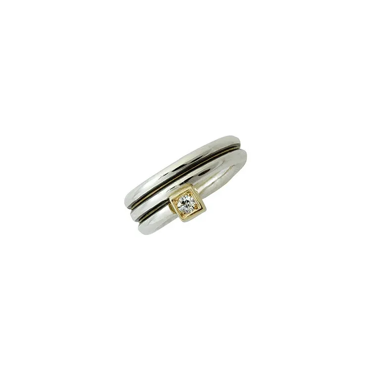 RS of Scandinavia Ring in Silber mit 14 Karat Gold weißem Zirkon