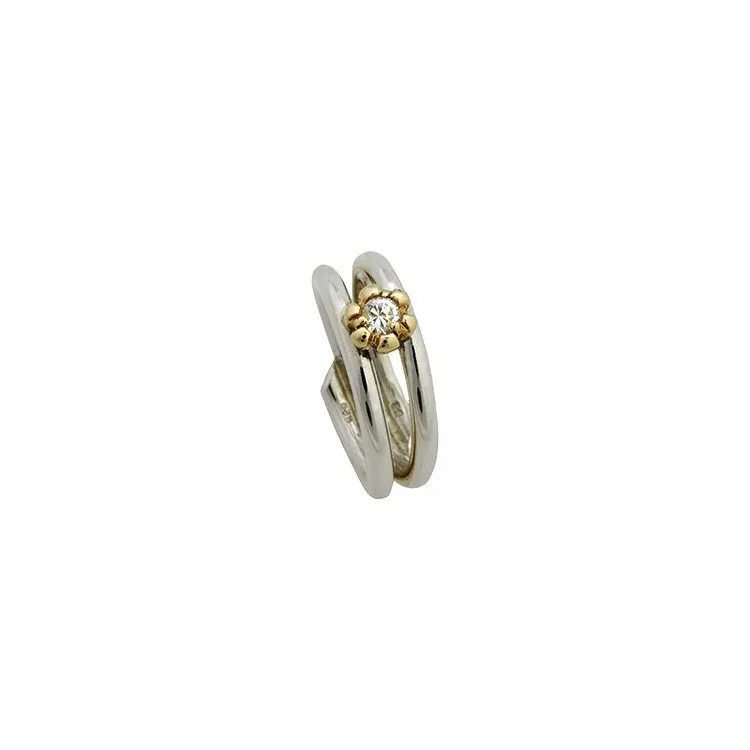 RS of Scandinavia Ring in Silber mit 14 Karat Gold weißem Zirkon