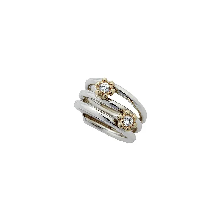 RS of Scandinavia Ring in Silber mit 14 Karat Gold weißem Zirkon
