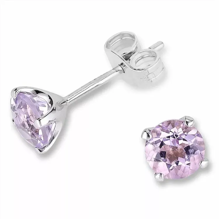 lavendelfarbenen Amethyst Ohrstecker in 9 Karat Weißgold mit Amethyst