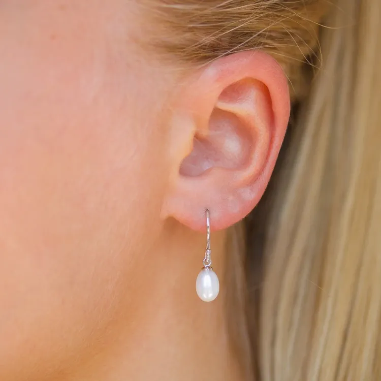 Perle Ohrringe in rhodiniertem Silber