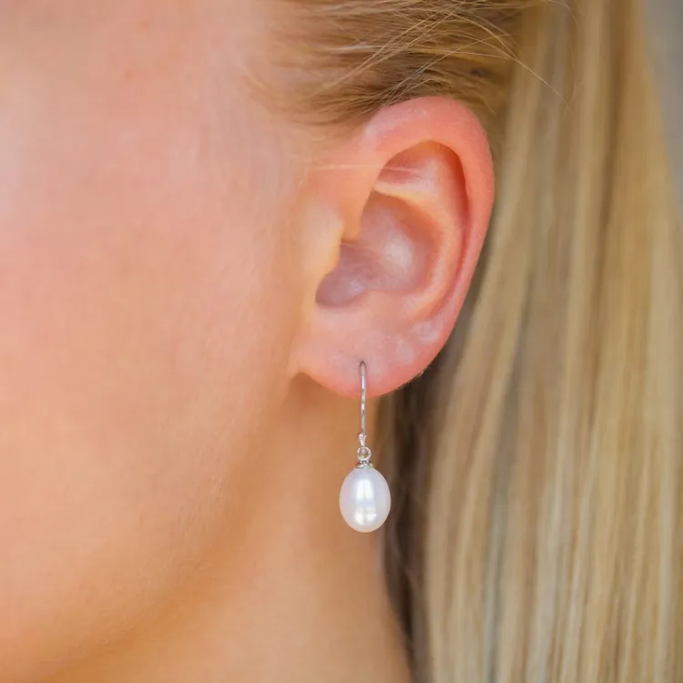 8-8,5 mm Perle Ohrringe in Silber