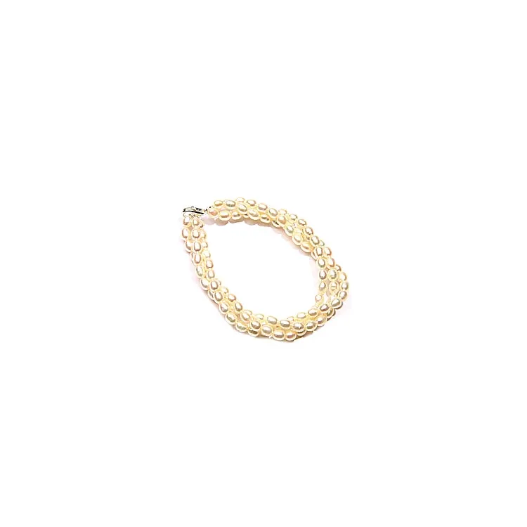 3-reihiges Perlenarmband mit 1 Süßwasserperle.