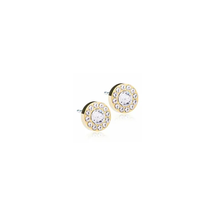 Blomdahl runden Ohrringe in vergoldetes Titanium weißem Swarovski-Kristalle