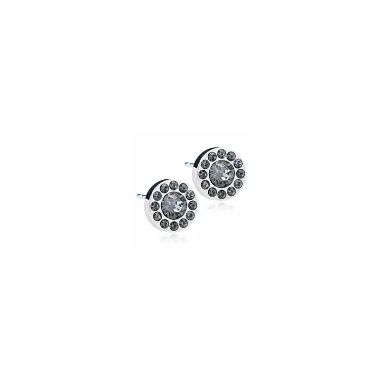 8 mm Blomdahl runden Ohrringe in Titan schwarzem Swarovski-Kristalle