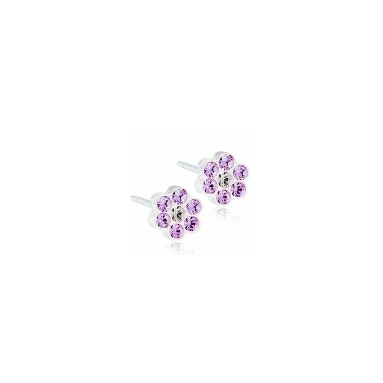 Blomdahl Blume Ohrringe in Kunststoff violettem Swarovski-Kristalle weißem Swarovski-Kristalle