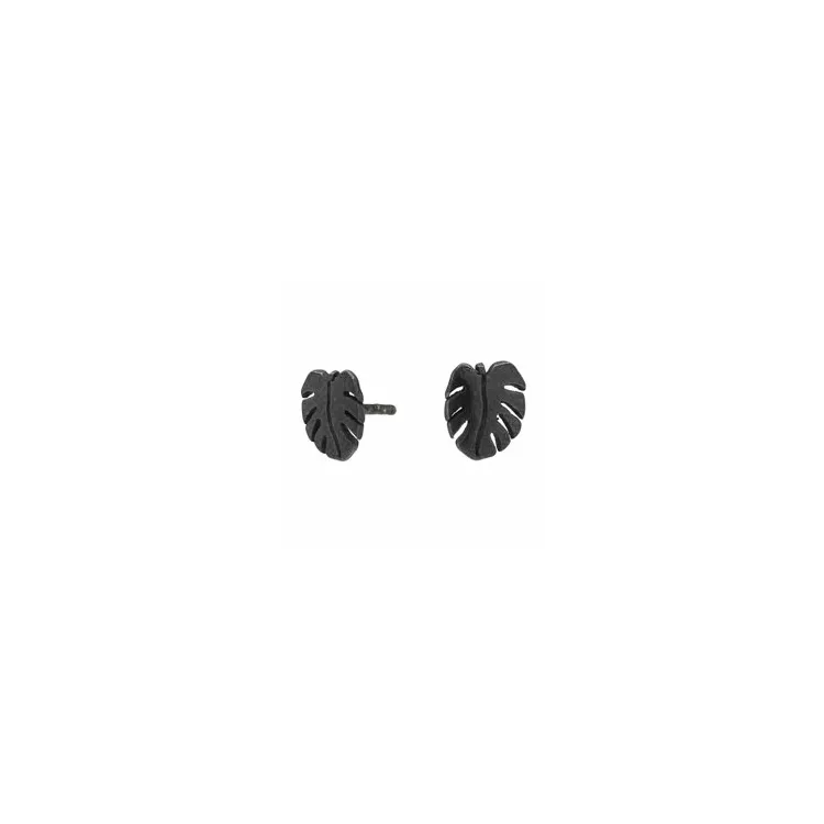 NORDAHL ANDERSEN Leaf Blatt Ohrringe in oxidiertem Sterlingsilber