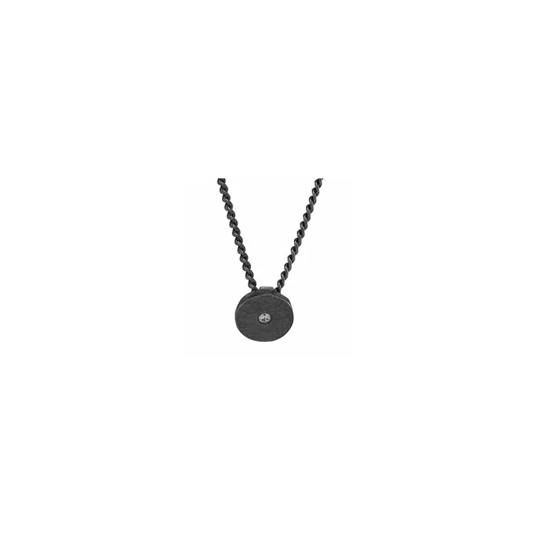 NORDAHL ANDERSEN Spot Kreis Anhänger mit Halskette in oxidiertem Sterlingsilber weißem Zirkon