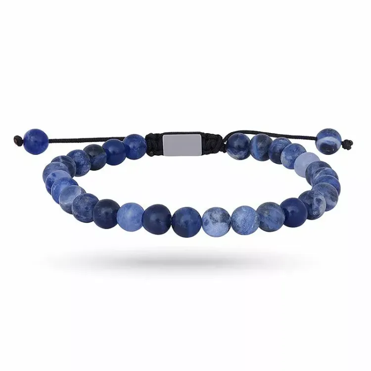 Nordahl andersen armband in leder blauem schmuckstein