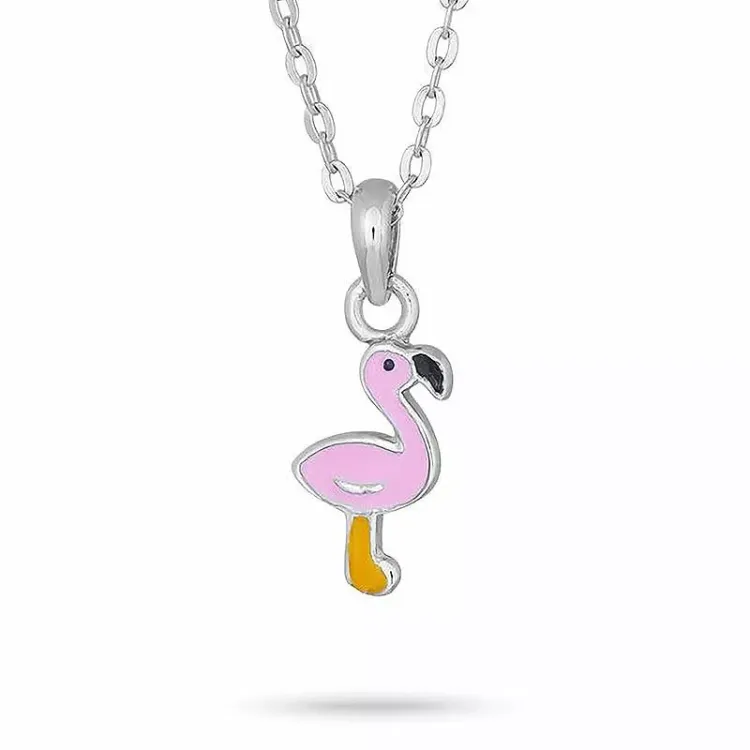 NORDAHL ANDERSEN Halskette mit Anhänger in rhodiniertem Silber rosa Emaille gelbem Emaille schwarz Emaille