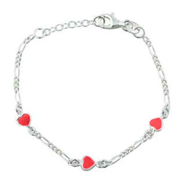 Kinder NORDAHL ANDERSEN Herz Armband in rhodiniertem Silber rosa Emaille