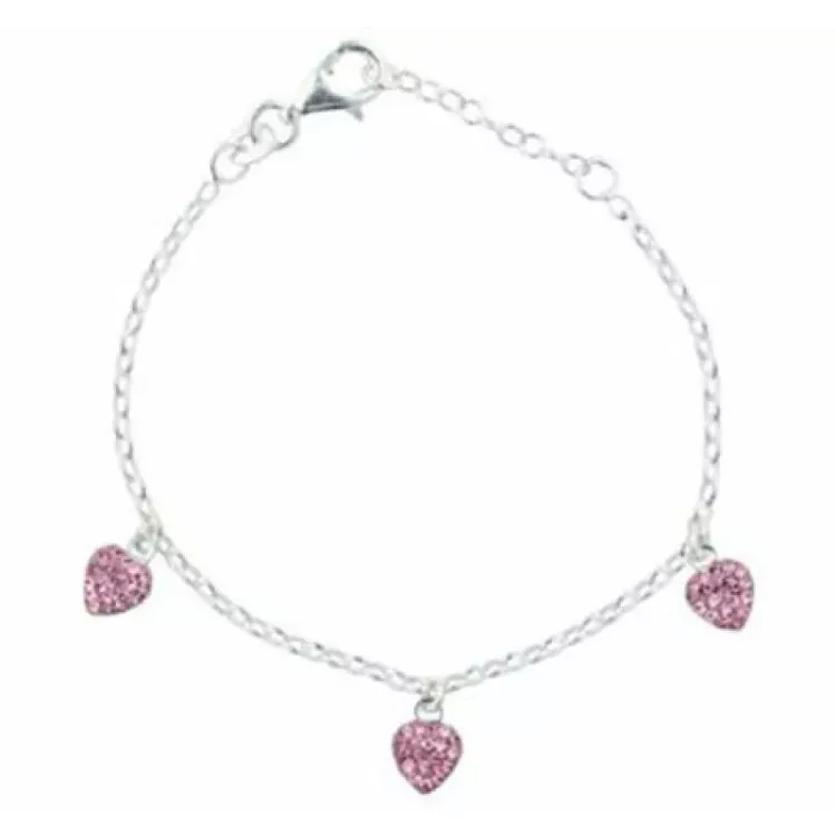 Kinder NORDAHL ANDERSEN Herz Armband in rhodiniertem Silber rosa Zirkon