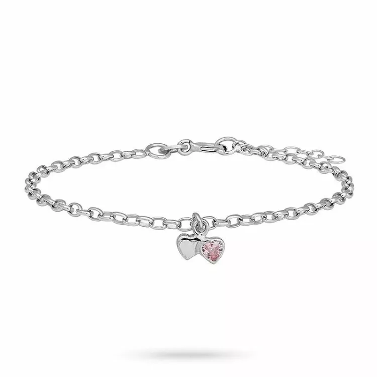 Kinder NORDAHL ANDERSEN Herz Armband in rhodiniertem Silber rosa Zirkon