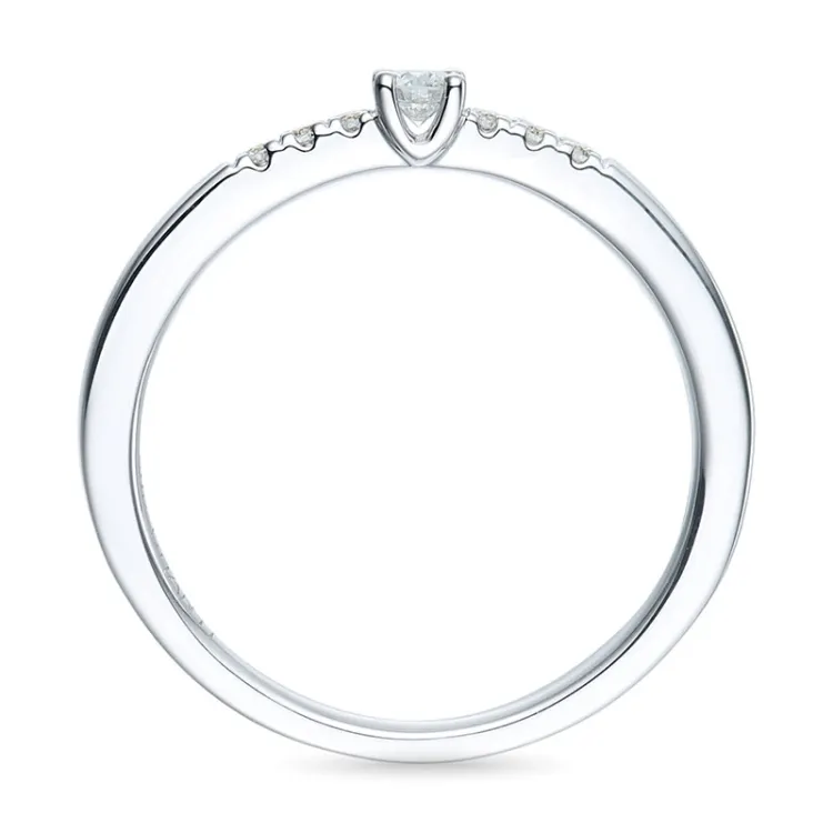 runder Diamantring in 14 Karat Weißgold 0,08 ct 0,06 ct