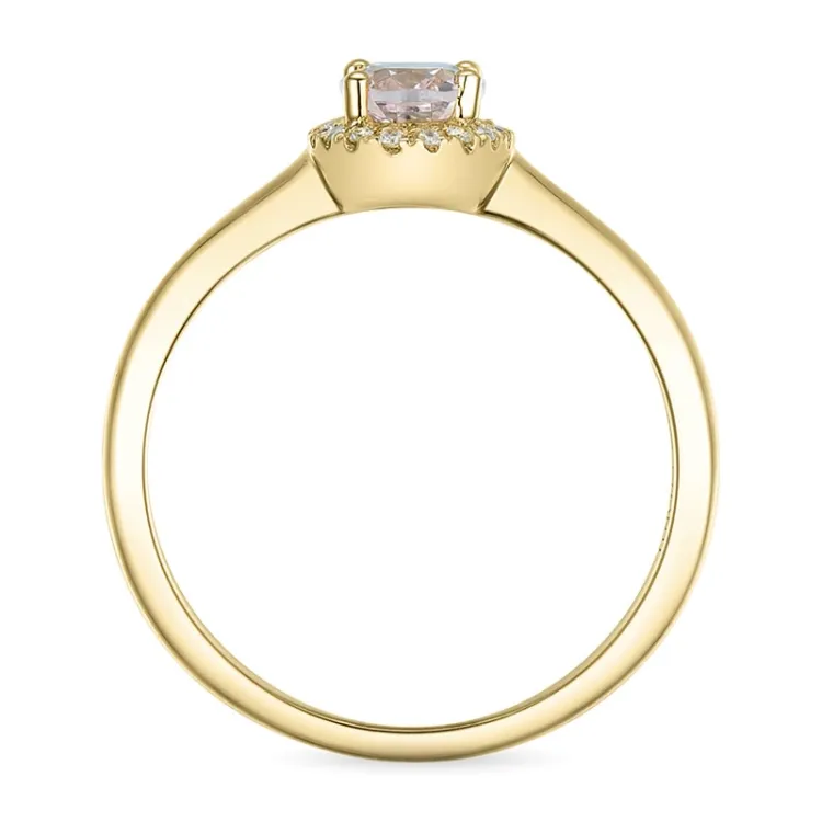 ovaler morganit Diamantring in 14 Karat Gold 0,83 ct 0,09 ct