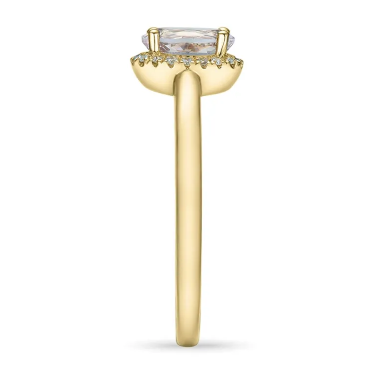 ovaler morganit Diamantring in 14 Karat Gold 0,83 ct 0,09 ct