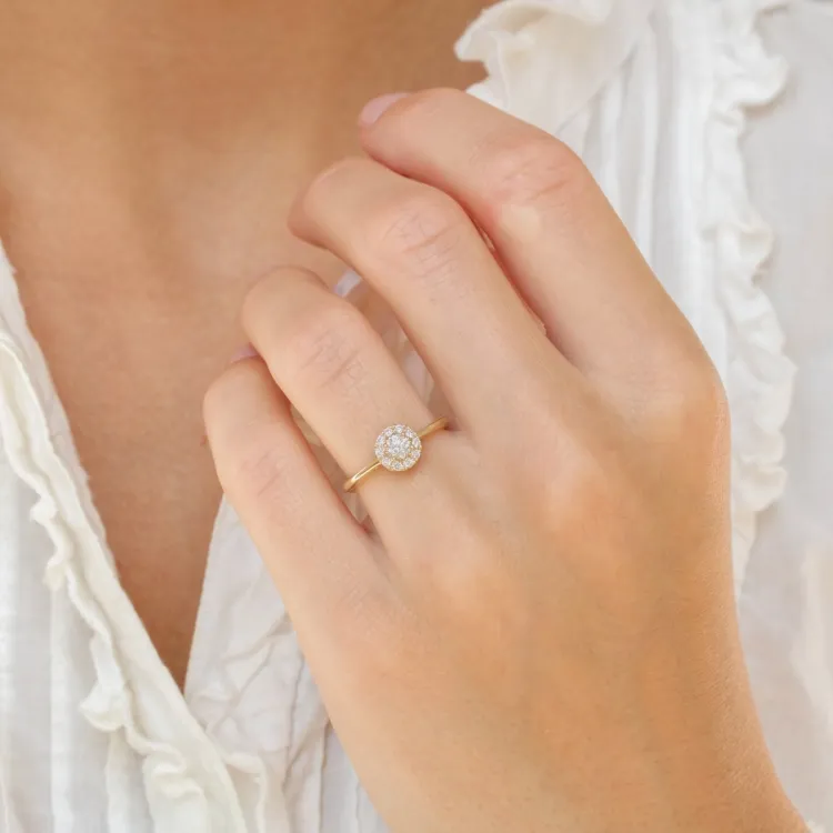 runder Diamantring in 14 Karat Gold 0,20 ct 0,15 ct