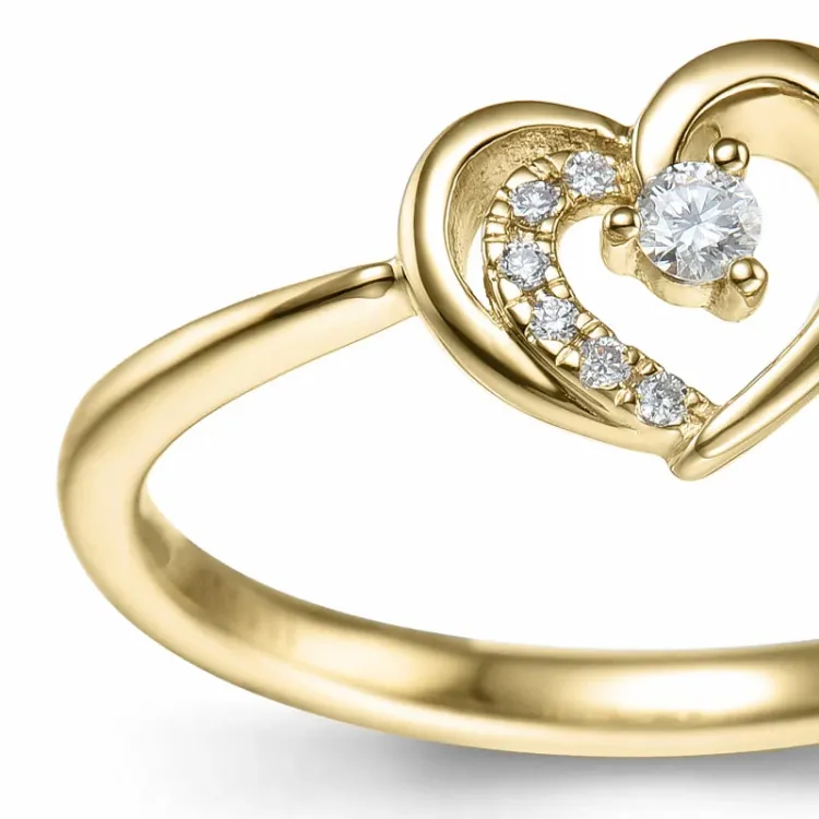 Herz Diamant Ring in 14 Karat Gold 0,065 ct