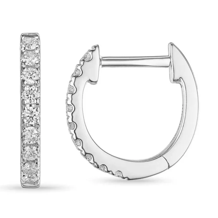 12 mm Kreole in 14 Karat Weißgold mit Diamant 