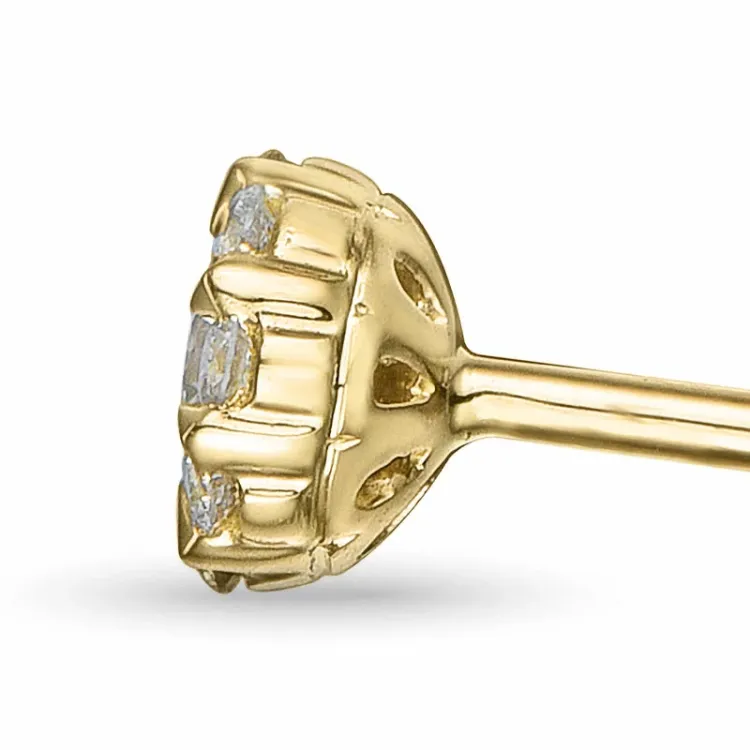 runden Diamant Ohrstecker in 14 Karat Gold mit Diamant und Diamant 