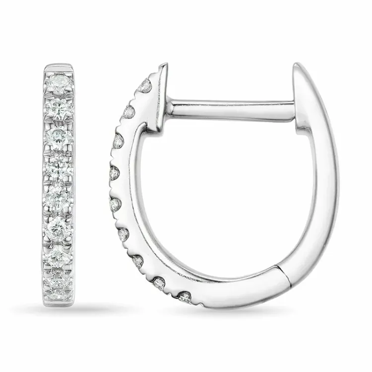 8 mm Kreole in 14 Karat Weißgold mit Diamant 