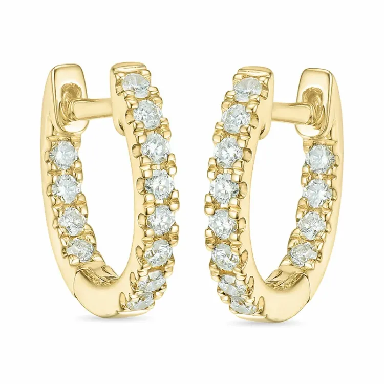12 mm Diamant Kreole in 14 Karat Gold mit Diamant 