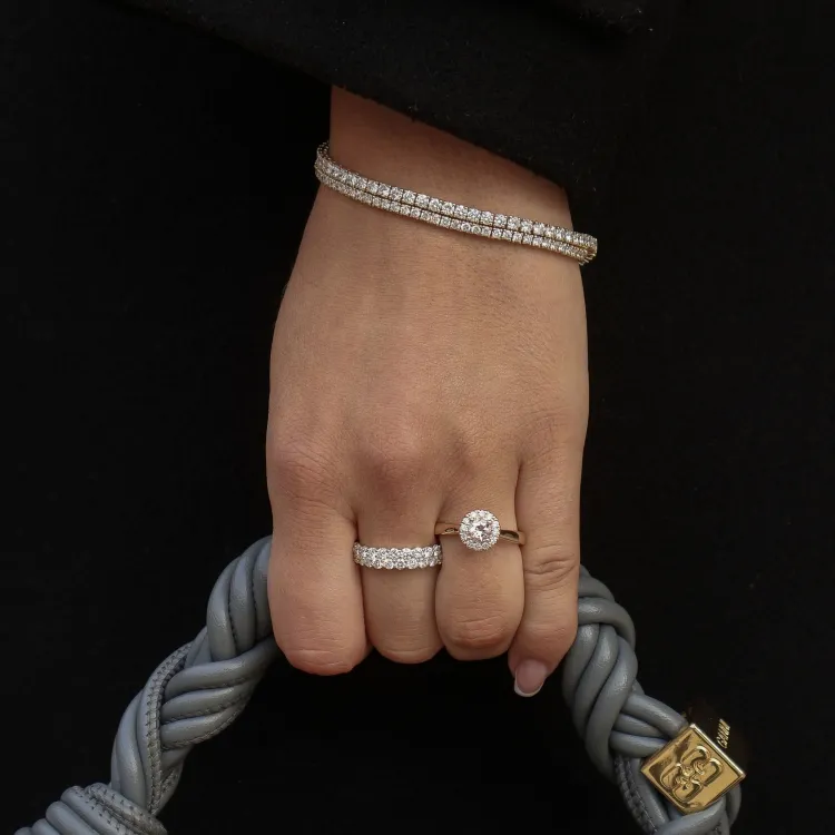 morganit Diamantring in 14 Karat Gold 0,43 ct 0,22 ct