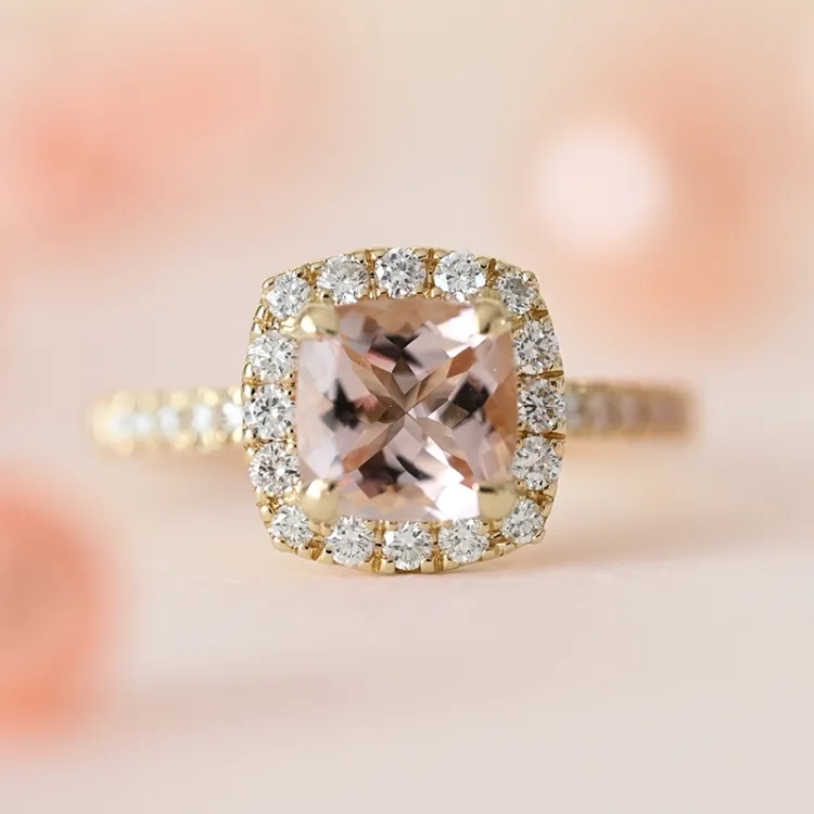 morganit Diamantring in 14 Karat Gold 1,25 ct 0,44 ct