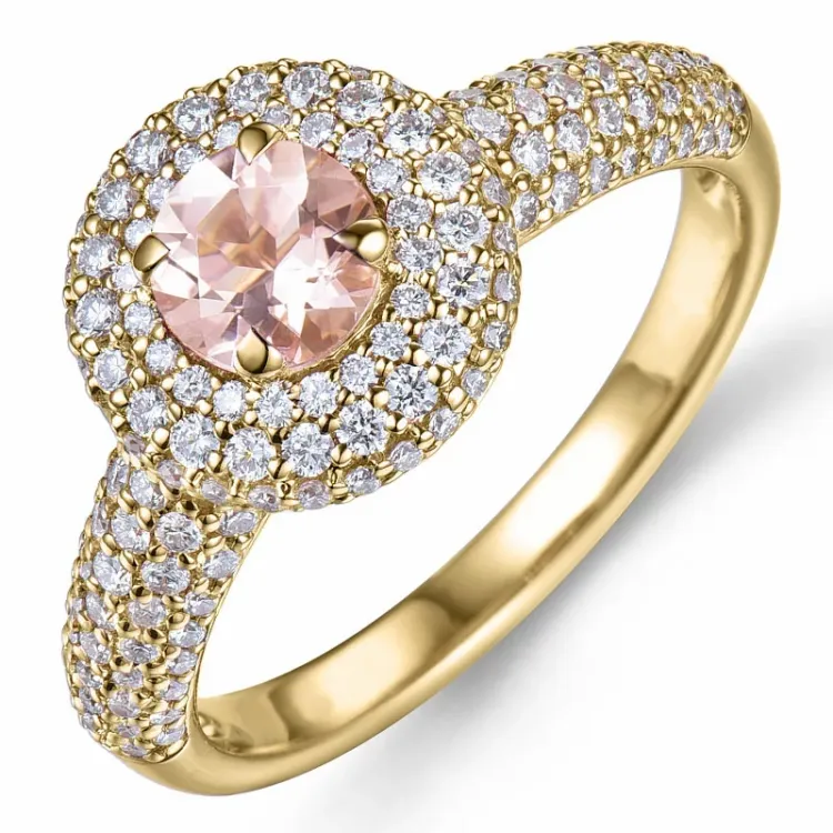 morganit Diamantring in 14 Karat Gold 0,43 ct 0,66 ct