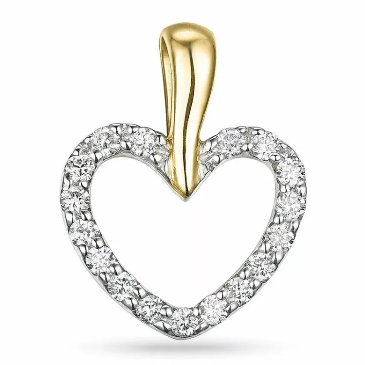 Herz diamantanhänger in 14 karat gold- und weißgold 0,22 ct