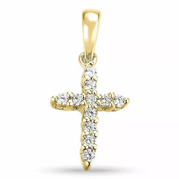 Kreuz Diamant Anhänger in 14 karat Gold 0,09 ct