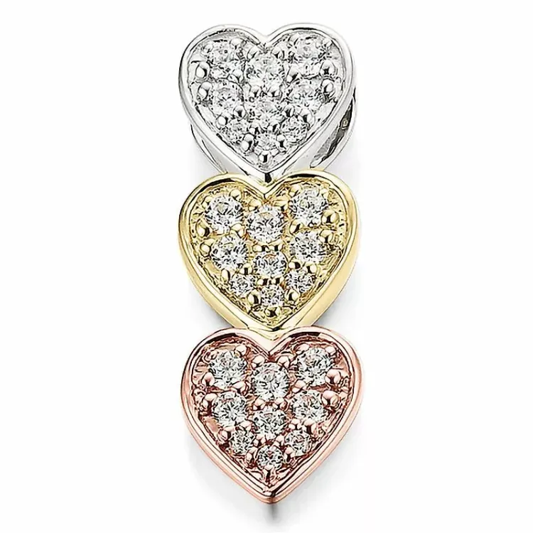 Herz diamantanhänger in 14 karat gelb-, weiß- und rotgold 0,28 ct