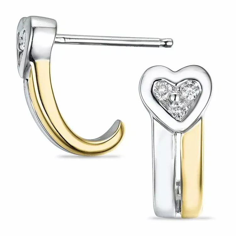 Herz diamant ohrringe in 14 karat gold und weißgold mit diamanten