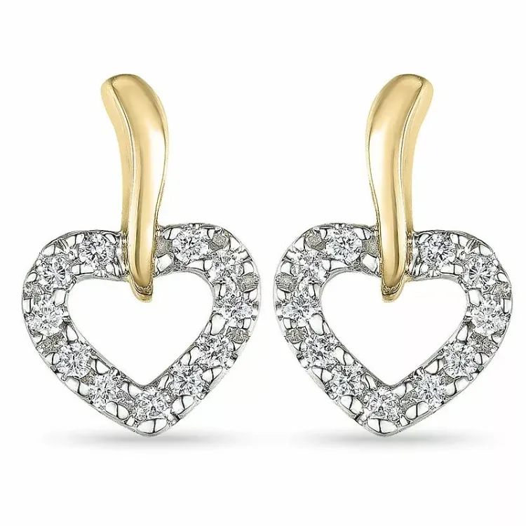 Herz Diamant Ohrringe in 14 Karat Gold und Weißgold mit Diamant