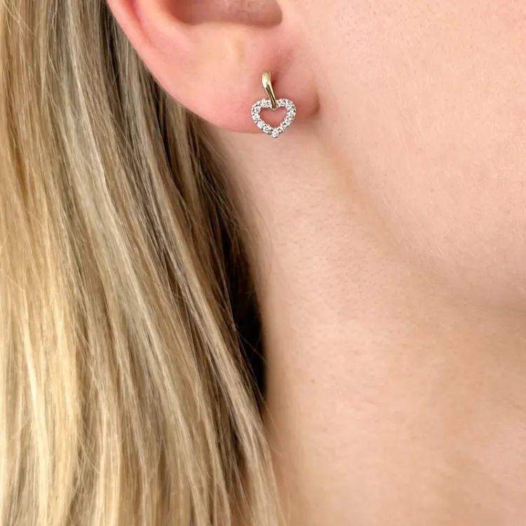 Herz Diamant Ohrringe in 14 Karat Gold und Weißgold mit Diamant