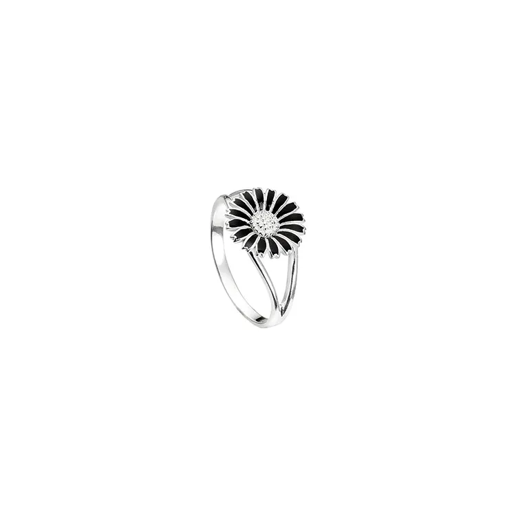10 mm kranz und ziegler marguerite ring in rhodiniertem silber schwarzem emaille