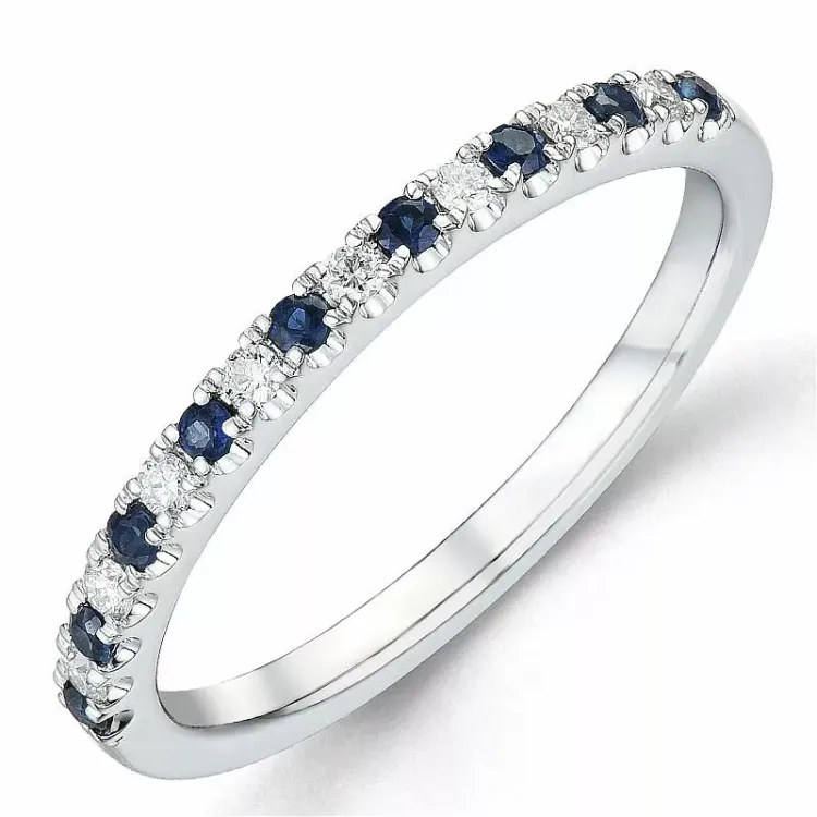 Saphir diamantring in 14 karat weißgold 0,19 ct 0,10 ct