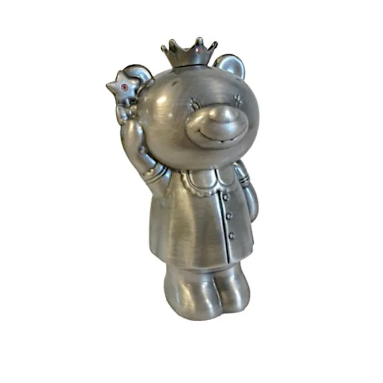 Taufgeschenk: Teddybär Spardose in verzinnt  Modell: 152-76032