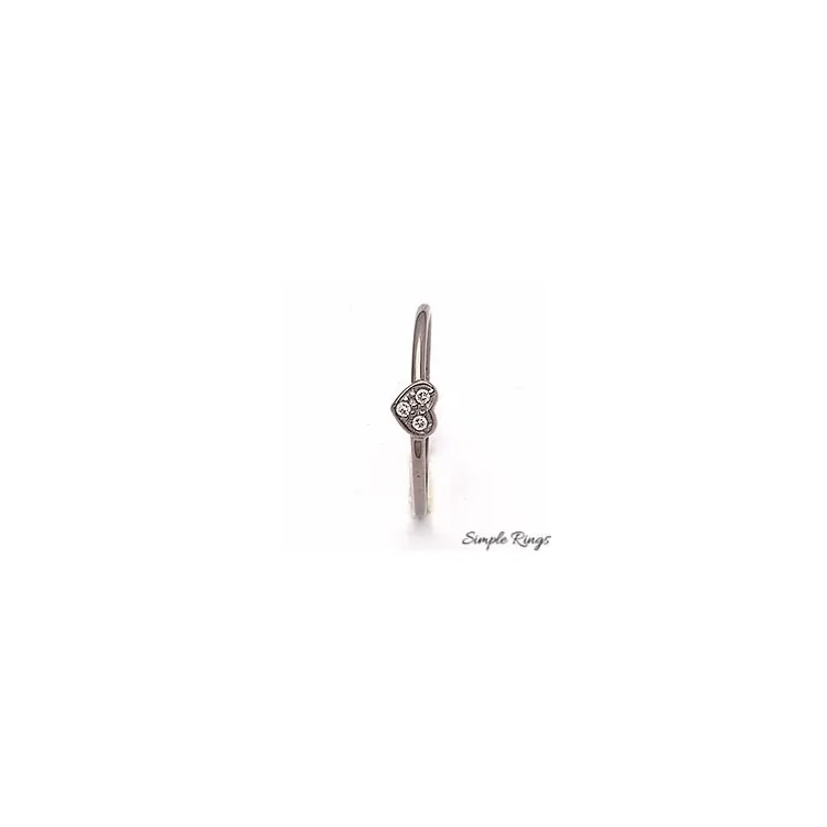 Simple Rings Herz Ring in schwarzes rhodiniertes Silber weißen Zirkonen