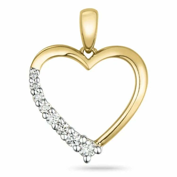 Herz Diamant Anhänger in 14 karat Gold- und Weißgold 0,162 ct