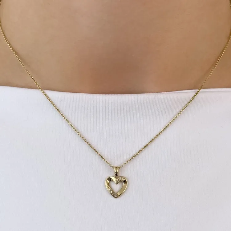 Herz Diamant Anhänger in 14 karat Gold 0,03 ct