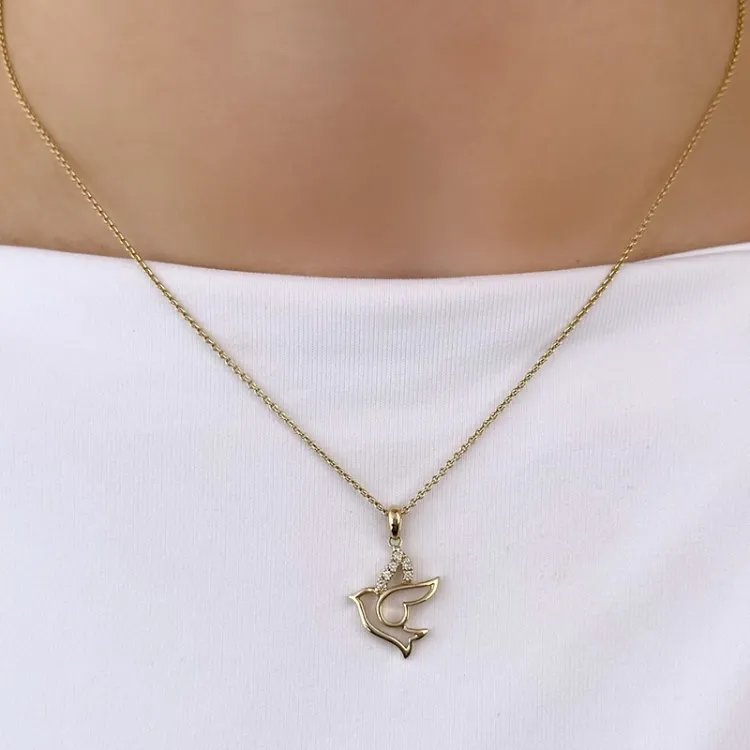 Vögel Diamant Anhänger in 14 karat Gold  0,06 ct
